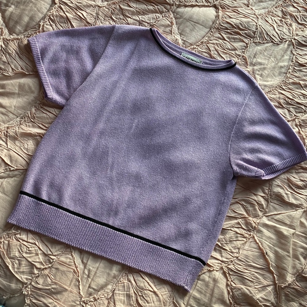 Vintage Light Purple Acrylic Short Sleeve